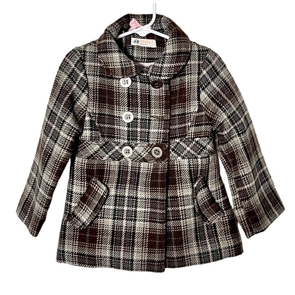H&M Other - Girl’s H & M Plaid Peacoat Size 2-3 Years
